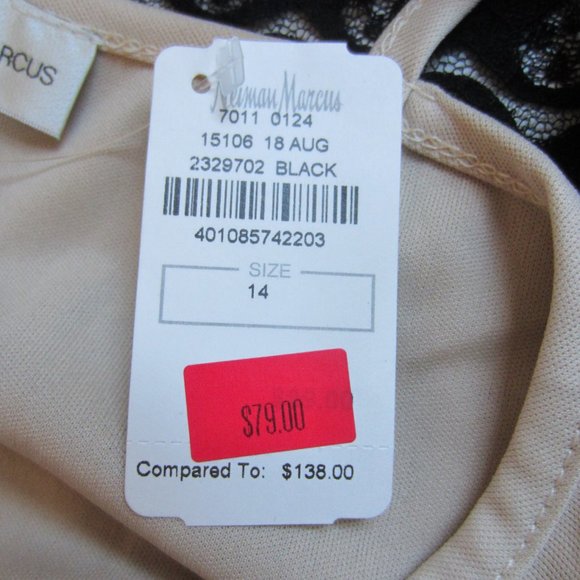 NWT - NEIMAN MARCUS Women's Black Fancy Dress Size 14  Lace Lined Sleeveless - Picture 11 of 13